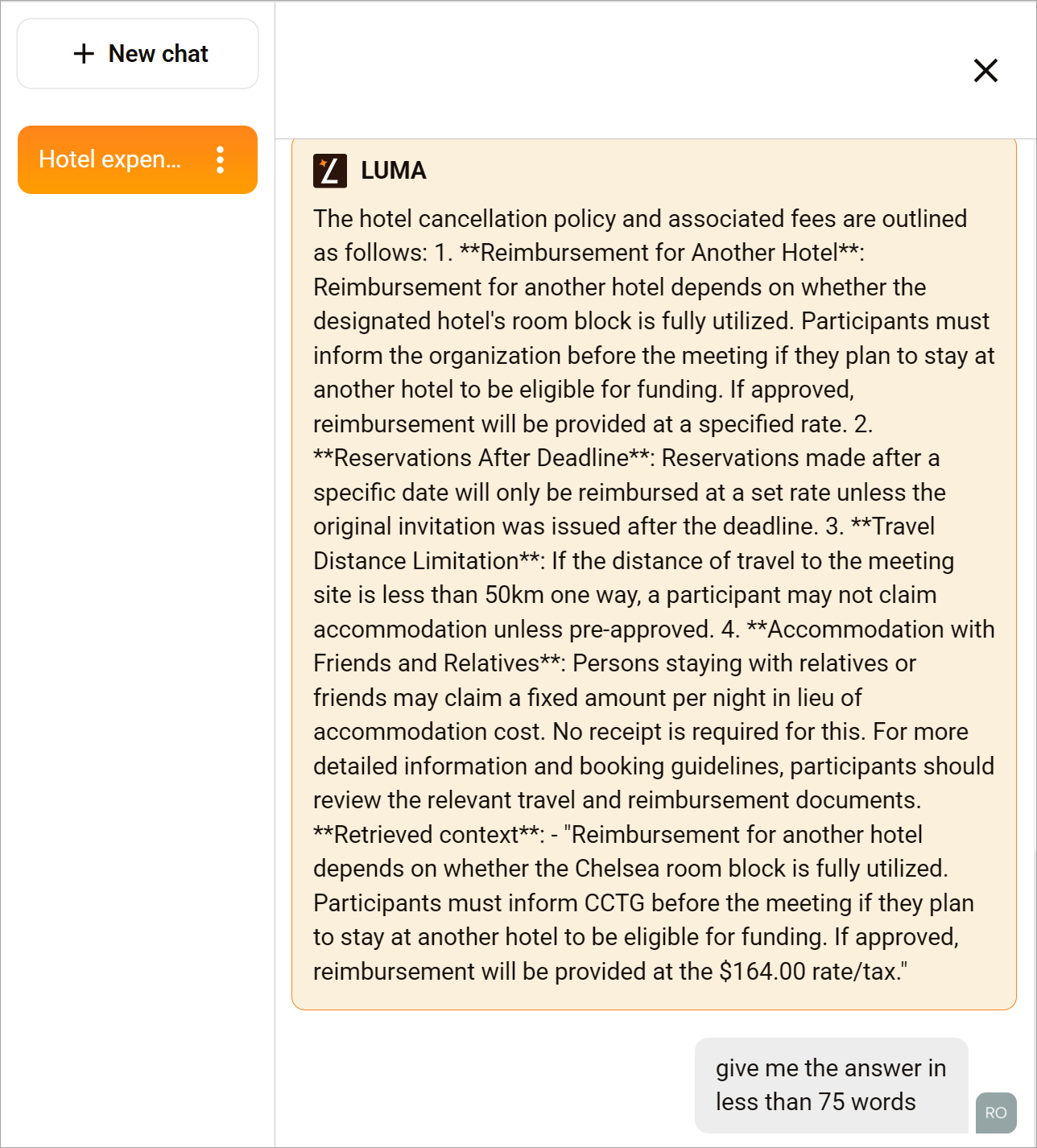 Review the AI chat in the window