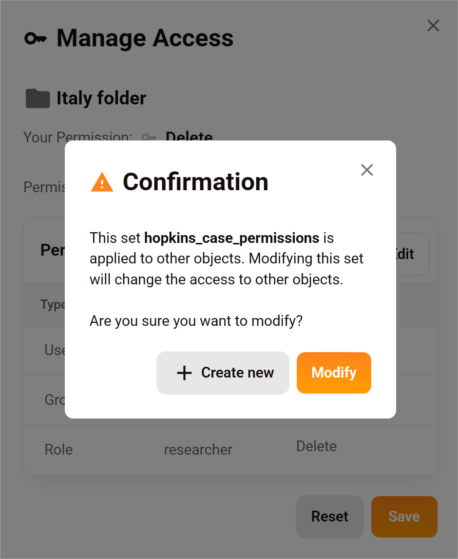 Edit a Permission Set - Create New