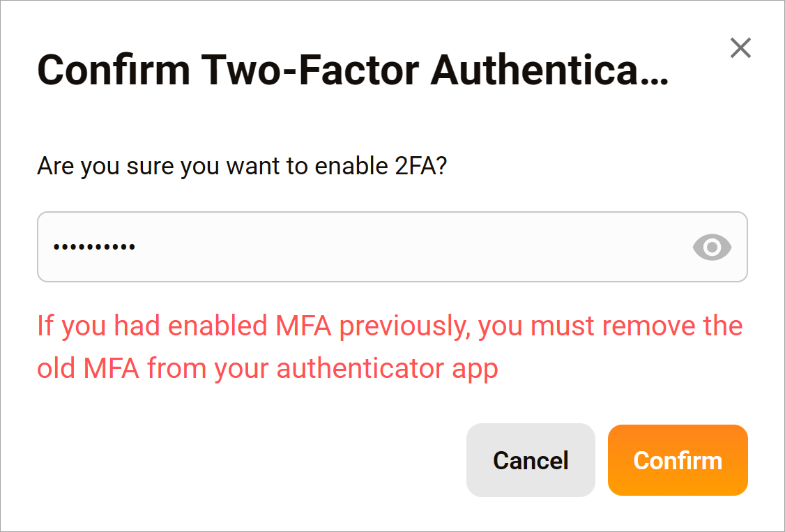 Enable 2FA - Start