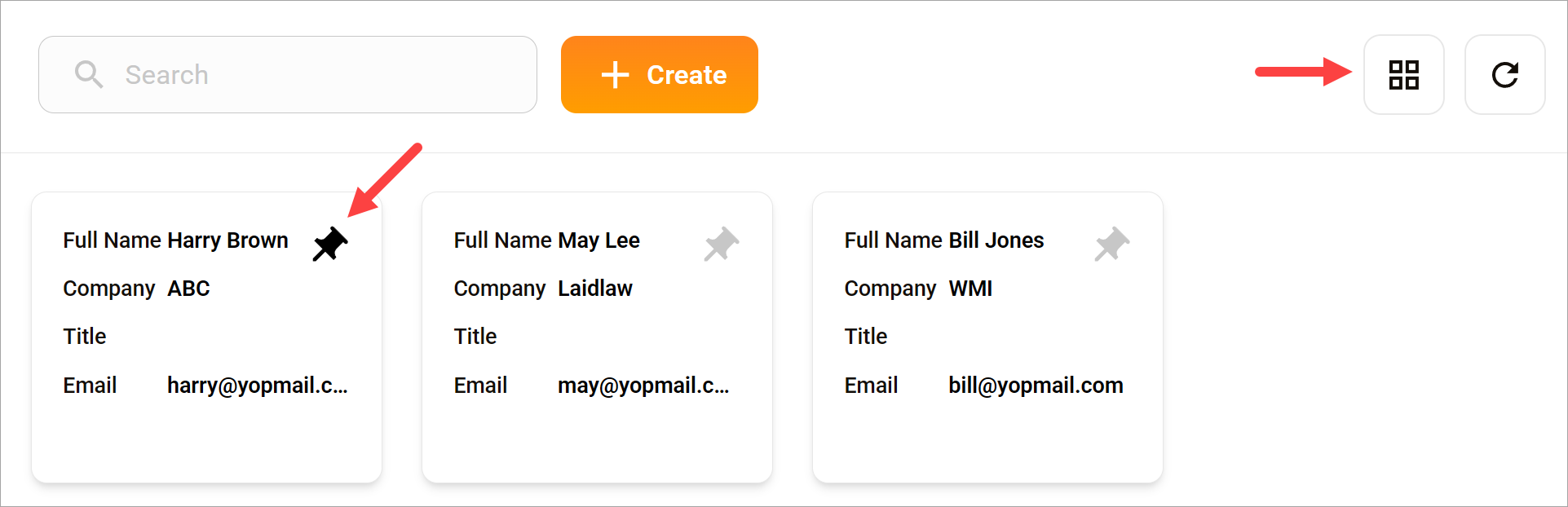 Pin a contact