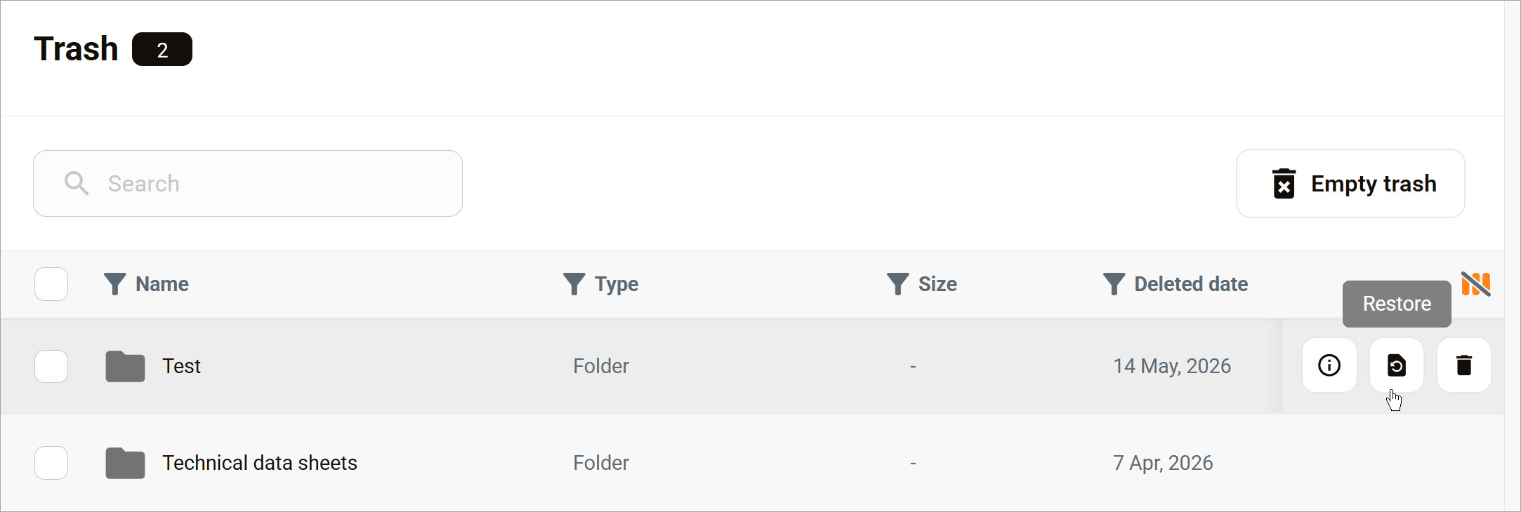 Click restore icon