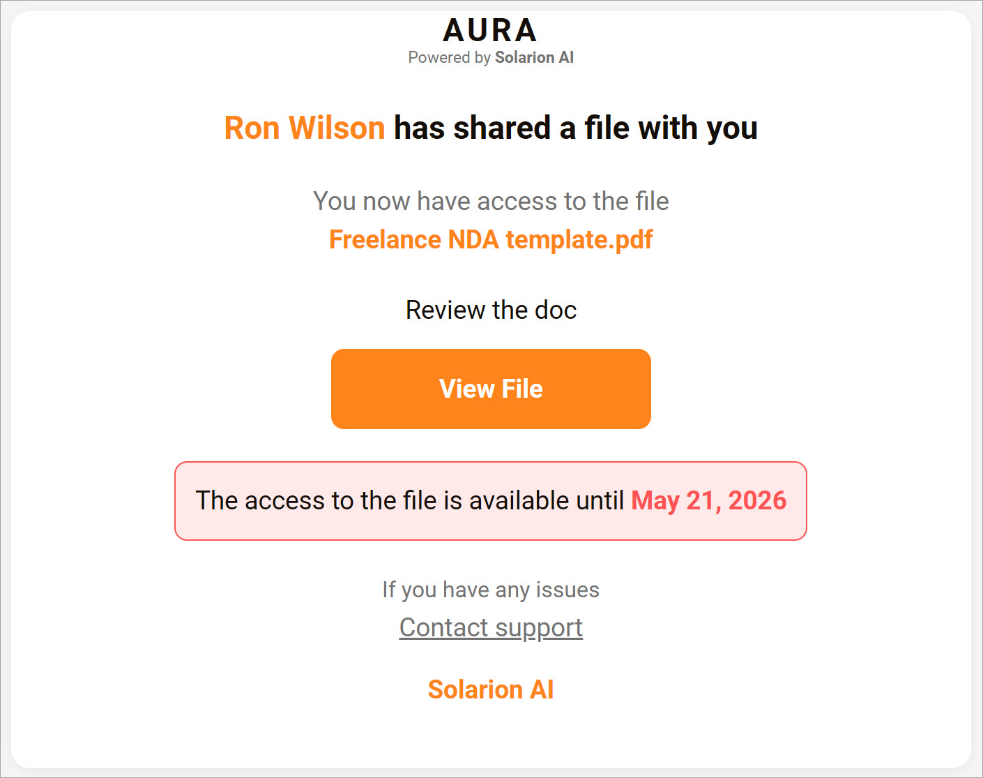 Share file pop-up